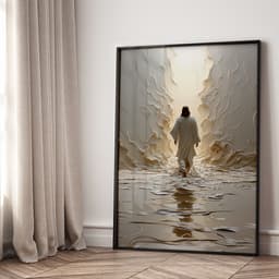Quadro Decorativo Religiosos Jesus anda sobre as águas